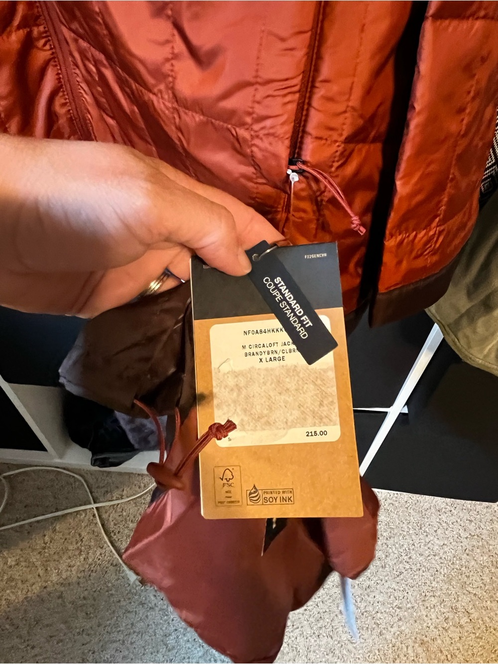 The North Face Men's Quilted Puffer Jacket — Rust Orange - Picture 4 of 4